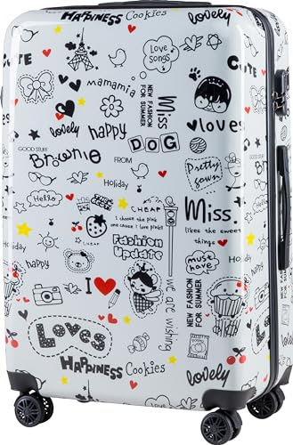Xonic Design Reisekoffer - Hartschalen-Koffer mit 360° Leichtlauf-Rollen - hochwertiger Trolley mit Zahlenschloss Polycarbonat in M-L-XL oder Set (XL, Love)