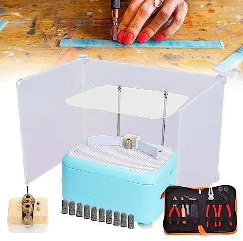 Kit de vidrieras, juego de amoladora de vidrieras para vidrieras/mosaicos, con amoladora angular de vidrio profesional (molienda/perforación y agua automática y superficie de trabajo grande) y 4 pieza