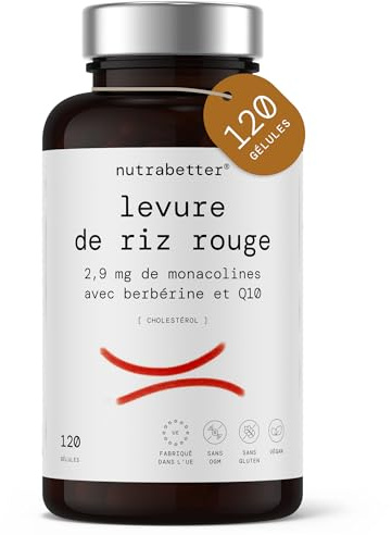 Levadura de arroz rojo 2,9 mg Monacolinas con Berberina 250 mg y Q10 | 120 cápsulas veganas | Controla nivel de colesterol, Bienestar Cardiovascular, mantiene equilibrio metabólico | nutrabetter®