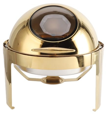 6L Chafing Dish Buffet-Set, Runder Chafer-Wärmer, Alkoholheizung, Sichtbarer Deckel mit Hydraulischer Dämpfung, für Hotels, Restaurants (1 Pfanne in voller Größe)
