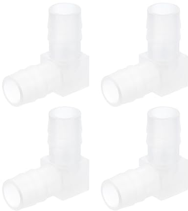 uxcell 3/8 90 Degree Elbow Hose Barb, 4pcs L-Shaped Aquarium Air Valve Connector Tubing for Fish Tank Pond Air Line