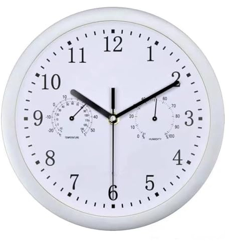Wanduhr Außen Outdoor, 10 Zoll Funk-Wanduhr Wetterbeständig, Retro Gartenuhr Wetterfest Mit Thermometer Und Hygrometer, Outdoor Wasserdichte Uhren Für Garten, Terrasse, Schwimmbad, Badezimmeruhr