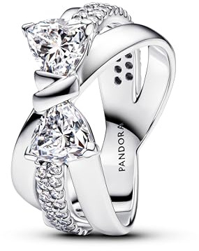 Pandora Damenring mit glitzernder Schleife Kreuz Silber 193553C01