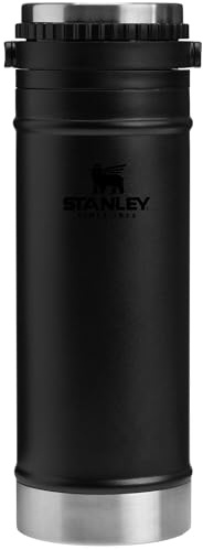 STANLEY Travel Mug with Integrated French Press 16 oz | 5 Minute Brew, 4 Hours Hot, Leakproof Lid | Mesh Filter for Coffee Grounds | Insulated Stainless Steel Coffee Maker | BPA-Free | Black 2.0