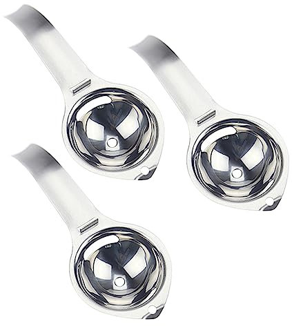 OFFSCH 3pcs Stainless Steel Egg Separator Yolk White Divider Tool with Handle for Baking and Cooking Accessories