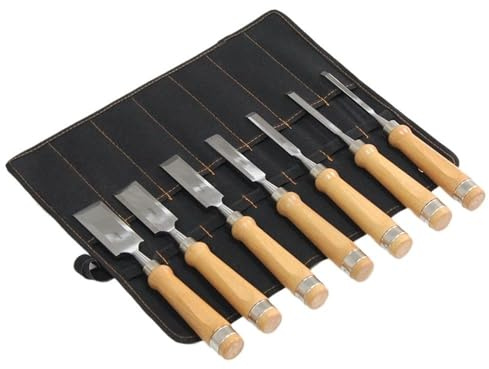 Wood Chisel Set 4 Pieces Woodworking Chisels 6 to 38mm Firmer Chisel Set Woodworking Hand Tools Mortise Chisel Set(7pcs Set-Wooden Handle)