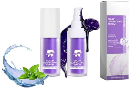 Lila Zahnaufhellungs-Farbkorrektor Zahnpasta, Zahnflecken-Entfernung,Violette Zahnpasta zur Zahnaufhellung, Farbkorrektur und Fleckenentfernung, 30ml (2)