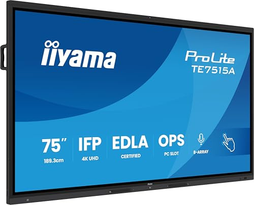 iiyama ProLite TE7515A-B1AG 75' 4K UHD Google EDLA-zertifiziertes interaktives Display