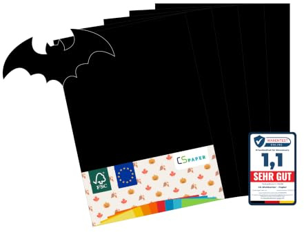 MADE IN EU 50 Blatt farbiges Papier Schwarz A4 120 g/m² CS Paper - Druckerpapier, Kopierpapier, Universalpapier zum Drucken, Basteln & Falten im Format DIN A4. Papier für den Heim- & Bürobedarf