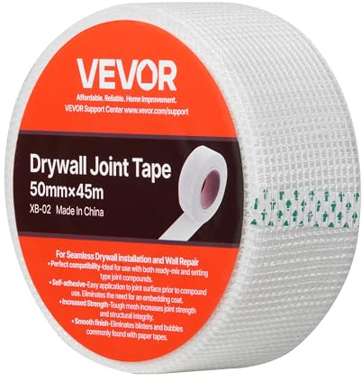 VEVOR Drywall Mesh Tape, 1.97 inch W x 147.64 ft L Self-Adhesive Fiberglass Drywall Joint Tape, 36 Rolls Dry Wall Patch for Easy Sheetrock Ceiling Crack Repair, to Achieve Smooth Even Wall Surface