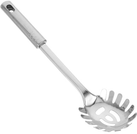 DONFAMDS Cuchara para Pasta Inoxidable Colador de Pasta Mango Utensilio Multifuncional Cucharón para Servir Espaguetis Herramienta de Cocina para Fideos y Albóndigas 1