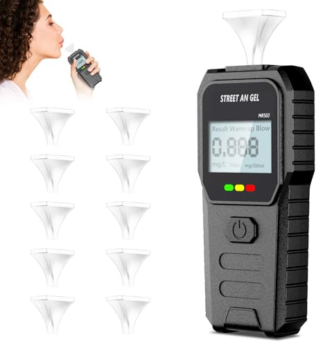Unichefry Alcootest Ethylotest Electronique, Alcootest Professionnel de Haute Précision avec Affichage Numérique LCD Bleu, 10 Embouchures, Portable Testeur d'alcool pour Usage Domestique et Personnel