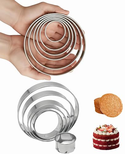 Waaqkid 12 PCS Large Round Cookie Cutter Set (6, 5, 4, 3.5, 3, 2 Inch), Stainless Steel Circle Cookie Cutte