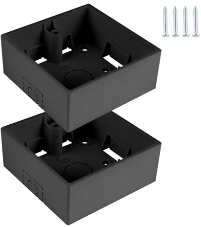 2 Gang Surface Mount Back Box Pattress 2Pcs, Pattress Box, 146 x 86 x 35mm Durable Electrical & Network Faceplate Mounting Solution (86 1Gang Black)