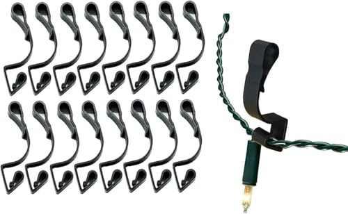 UKDeals Direct® 16Pcs Giant Black Gutter Hooks for Outdoor Hanging Christmas String, Rope Lights Decorations UV Protected, Weatherproof, Reusable Clips
