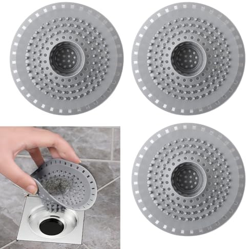 3 Pcs Filtro Ducha Pelo Silicona, Tapón de Filtro Plegable, Rejilla Desague Ducha Anti Cucarachas Desagües, Filtro Fregadero Cocina y Recoge Pelos Ducha para Evitar Que los Desagües Obstruidos