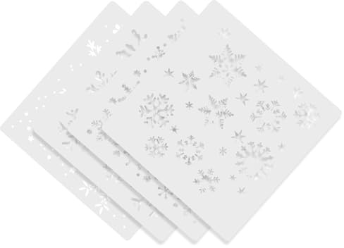 Didiseaon 4 pièces Pochoirs Flocon de Réutilisables Modèles Plastique Décoration DIY Pochoir Peinture pour Fenêtre Mur Artisanat