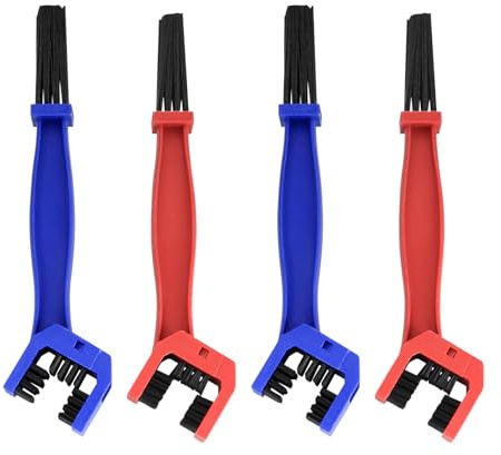 Spazzola di Pulizia per Catena Moto Bicicletta, Set di 4 Spazzole per Moto, Bici, Auto, Motocicletta, Bicicletta, Multifunzionale Pulisci Kit - Blu e Rosso