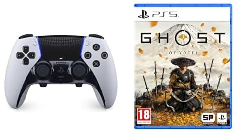 Playstation Sony Manette DualSense Edge Sans Fil Touches Arrière Joysticks Interchangeables Gâchettes Réglables PS5/PC Blanche Noire + Sony Ghost of Yōtei PS5
