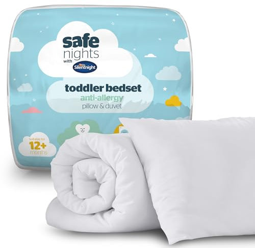 Silentnight Safe Nights Toddler Duvet and Pillow Set – Toddler Bed Set with 4.5 Tog Duvet and One Pillow - Anti-Allergy and Machine Washable