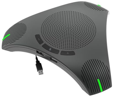 Uxsjakjsd Micrófono de Conferencia con Altavoz USB, Micrófono Omnidireccional para Computadora, Captación de Voz de 360° y Tecla de Silencio.