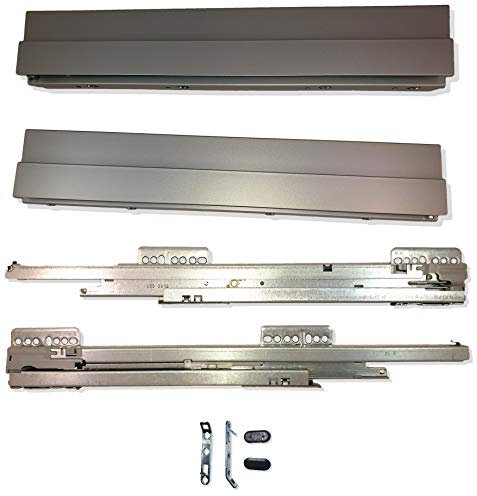 GRASS Schubladensystem Set Nova Pro SCALA Vollauszug gedämpft, synchronisiert, 40kg, Höhe 90 mm mit SoftClose Schubladenauszug Schublade Schubkastenauszug (450mm, Silver)