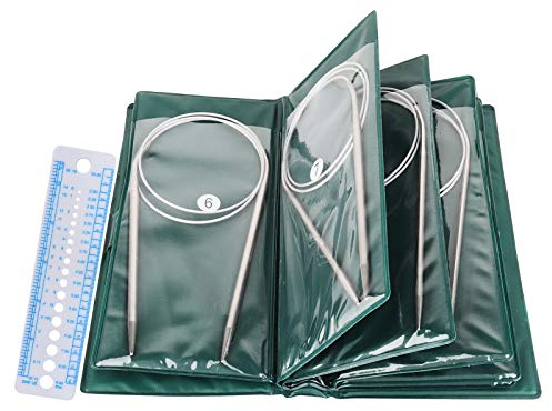 Coopay Rundstricknadel Set 80 cm, Metall Rundstricknadeln mit Etui und Nadellehre, Lange Stricknadeln Rundstricknadel für Anfänger, Rundstricknadeln für Pullover, Schal, Decke oder Großes Projekt