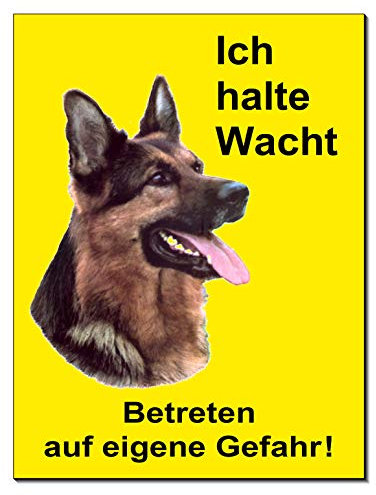 Schäferhund-Schild-3 Größen-Aluminium Verbund-Hund-Tierschild-Hunde-Warnschild-Hinweisschild (1451-79 =30 x 20 cm mit Löcher)