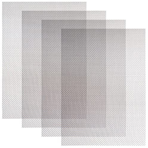 GUNGY Wire Mesh Edelstahl Gitter Drahtgitter Feinmaschig Fliegengitter Volierendraht für Insektensichere Belüftung Terrarium 1mm 20 Mesh 300x210mm 4 Stück