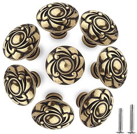 Pomolo Per Mobile Vintage Pomelli Retro Antichizzati Bronzo Colore Manopole Dei Cassetti Rotondo Tradizionale Pomello Mobili Fiori Chic Antico Maniglia Per Armadietti Cucina Bagno Credenze Ufficio