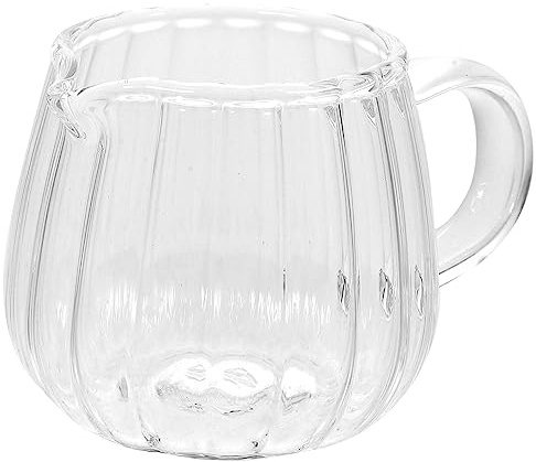 Pichet Verseur à Lait en Verre Strié 60ml, Bec Verseur | Usage Maison et Restaurants, Nettoyage Facile, Forme Jug Élégante, Finition Lisse