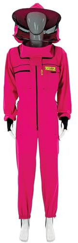 LYSON Imkeranzug mit Schleier, Handstulpen mit Daumenloch Imkeroverall belüftet Professionelle Imkerbekleidung mit abnehmbarem Hut Mütze PREMIUM, Rosa Grösse XXXL