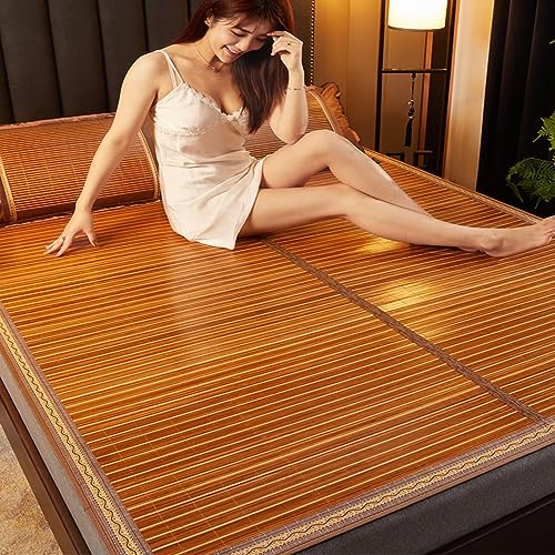 MMleYN Nattes De Couchage D'été, Tapis De Bambou pour Dormir, Tapis De Lit Pliable en Rotin pour Le Salon, L'entrée, Le Bureau, Hall D'entrée, Cuisine, Bureau (Size : L195xW135cm/L77xW53)