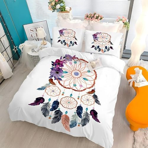 MAQUE Weiß BettwäSche Set TraumfäNger BettwäSche 135x200, WendebettwäSche und Kissenbezug 80x80, Weiche & Angenehme & Atmungsaktive Mikrofaser BettwäSche-Sets mit ReißVerschluss