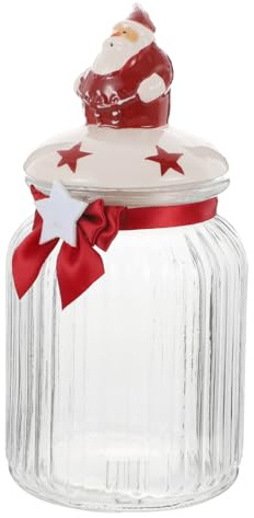 MAGICLULU Sucrier Du Père Noël Pot À Biscuits De Noël Pot À Condiments Transparent Récipient À Sel Avec Couvercle Boîte À Épices Pot D'assaisonnement Boîte À Thé En Vrac Cadeau De Noël Pour