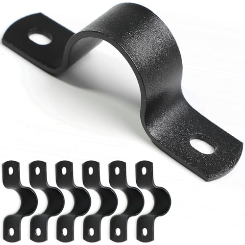 AGUTEA Black U-Clamps 1/2 INCH Metal Pipe Clamps 2-Hole U-Brackets Suitable for DIY Pipe Fixing (Pack of 6)