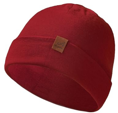 ACUSHLA Gorro de Lana Merino 100% con Puño para Hombre y Mujer, Gorro de Invierno Tejido Unisex, Gorro Tipo Reloj, Envolvente de Cráneo para Clima Frío, rosso, 5 7/8-6 7/8