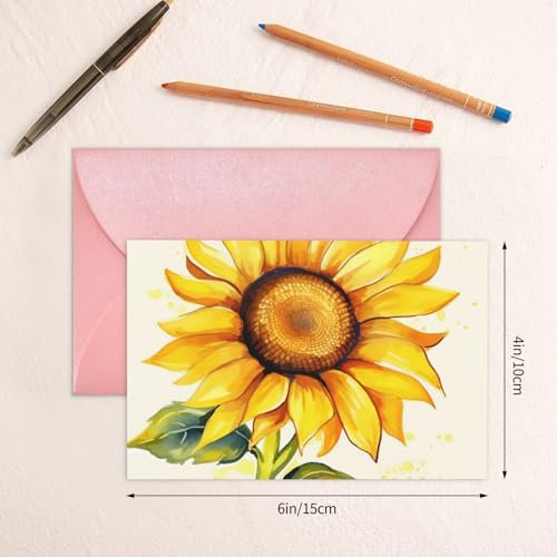VTCTOASY Grußkarte mit Umschlägen, blanko, Grußkarten für alle Anlässe, Aquarell-, Sonnenblumen-, Blanko-Notizkarte, Jahrestagskarten, innen blanko, Hochzeitskarten für Brautpartys, Hochzeiten