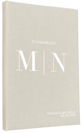 Hochzeitideal Stammbuch der Familie 'Luna' Nr. 310 inkl. Personalisierung (Creme, Klassisch mit 6-Fach Ringmechanik)