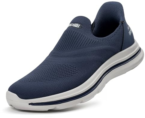 ODCKOI Slip on sneakers herr utan snörning utomhusskor sportskor lätta löparskor andas handfri fritid street löparskor, 1640 mörkblå, 40 EU