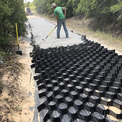 ZJFJMBD Grilles en cellules géo pour travaux de terrassement, allées, parkings - Stabilisateur de Sol en nid d'abeille pour Zones à trafic léger - Grilles pour Gravier pour terrains Plats