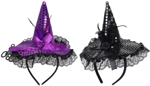 Teogneot 2pcs Fascia per Cappello da Strega di Halloween,Fascia per Halloween,Decorazioni di Halloween,Fasce per Halloween,Cerchietto Strega