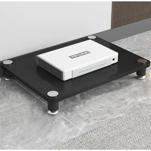 ZIUSFAC Klein Audio-/Video-Rack Medienständer Audioständer 1/2/3/4-stöckiges HiFi Regal Stereo Audio Schrank Mit Stoßdämpfenden Füßen Netzwerk-Server-Rack(Black,60x40x5cm(1 Tier))