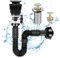 Sifón Lavabo Flexible Kit, Kit de Valvula Desagüe Lavabo con Tubo de PVC de 295-985 mm, Kit de Desague Lavabo y Fregadero, Desague Flexible