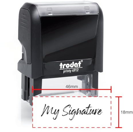 Premium Printy 4912 46 x 18mm Premium Personalised Self-Inking Signature Rubber Ink Stamp with Black/Coloured Ink - Upload Your Signature