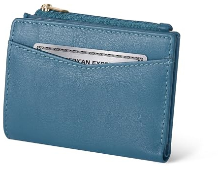 Oak Leathers Leather Wallet for Women - Small RFID Coin Purse Credit Card & ID Holder for Ladies, Gift for Women's, Bifold Wallets (Nappa Ottanio)