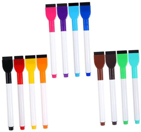 STOBOK 12stücke Whiteboard Marker Wiederverwendbare Abwischbare Filzstifte Für Schule Büro Und Diy Mit Pinselspitze Und Bunten Farben Wahl Für Kreatives Zeichnen Und Notizen