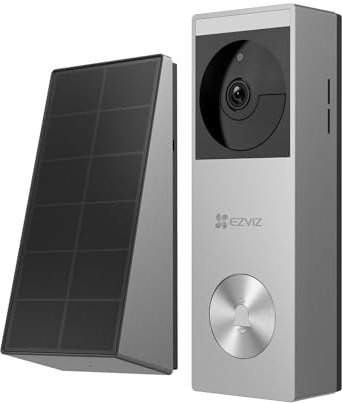 EZVIZ 2K Solar Doorbell Camera Removal-Free Charging No Monthly Fee, 8 GB Local Storage, 162° Wide View, Wireless & Wired, Colour Night Vision, AI Detection, Front Door Camera (CP3 Pro)