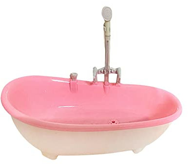 Luwecf Baignoire pour Maison de Poupée à L'échelle 1/6, Décoration de Maison de Poupée, Accessoires de Salle de Bain électriques pour Figurines de Poupée de, Rose clair