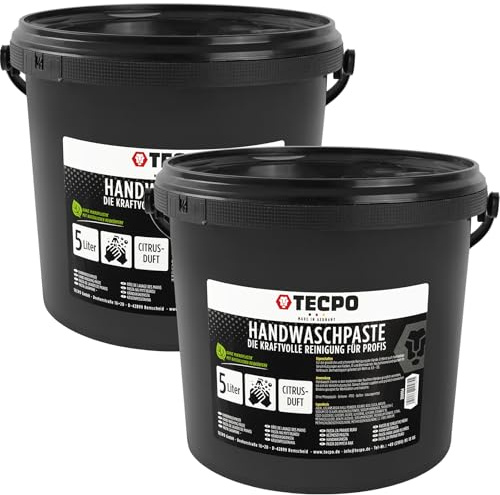TECPO Handwaschpaste Profi Handreiniger gegen starke hartnäckige Verschmutzungen wie Öl, Fett, Ruß, Farbe -Waschpaste, Seife, Werkstatt, KFZ, Pflege und Reinigung (10 Liter)